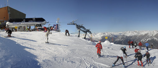 La partenza della pista Stella Alpina a Bormio 3000