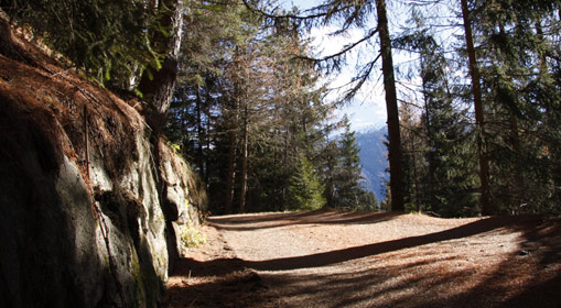 Un tratto della passeggiata della pedemontana della Reit a Bormio