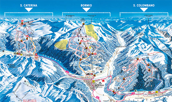 Mappa impianti ski area Bormio, Santa Caterina, San Colombano